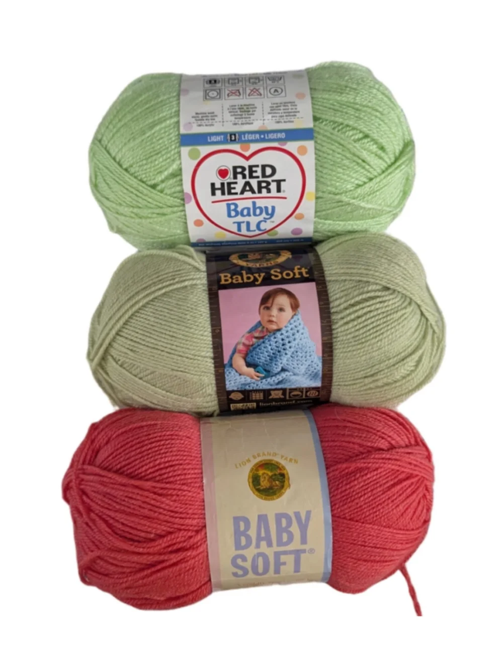 5/$25 Lot of 3 Baby Yarns (2x Lion Brand, 1x Red Heart)